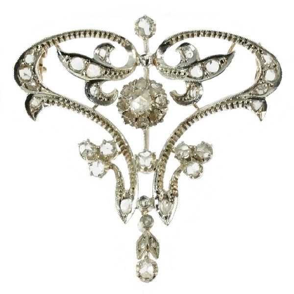 Art Nouveau diamond brooch pendant